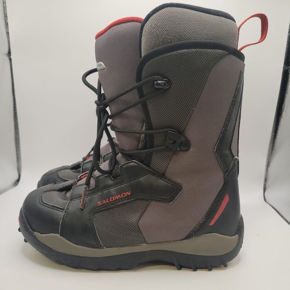 Salomon Talapus Snowboard Boots Size 5 Black & Red Lace Up Thermicfit